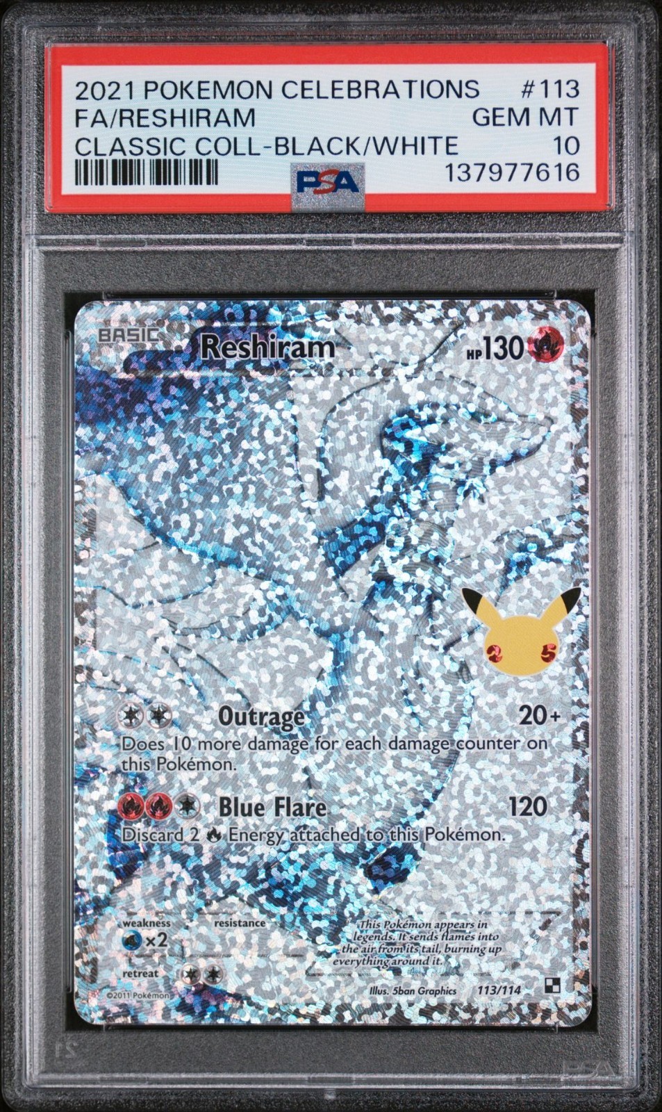 2021 POKEMON CELEBRATIONS CLASSIC COLLECTION 113 FULL ART/RESHIRAM | PSA 10