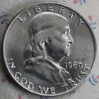 1960 D Ben Franklin Half Dollar 90% Silver Excellent Condition Estate