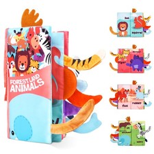 Vicloon Soft Cloth Books 0-6 Months, High Contrast 22 13cm, Orange Animal