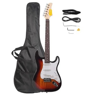 Open Box No Name Strat Style Electric Guitar Soft Case/Gig Bag/Strap Extras