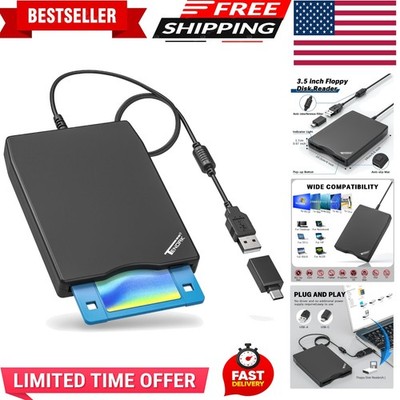 USB Floppy Disk Drive, Floppy Disk Reader 3.5 inch Portable USB External 1.44...