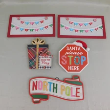 5pc Lot Michael's Ashland Wooden Christmas Decor Wall Hanging/Free Standing 8096