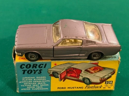 VINTAGE CORGI TOYS FORD MUSTANG FASTBACK 2+2 WITH ORIGINAL BOX #320