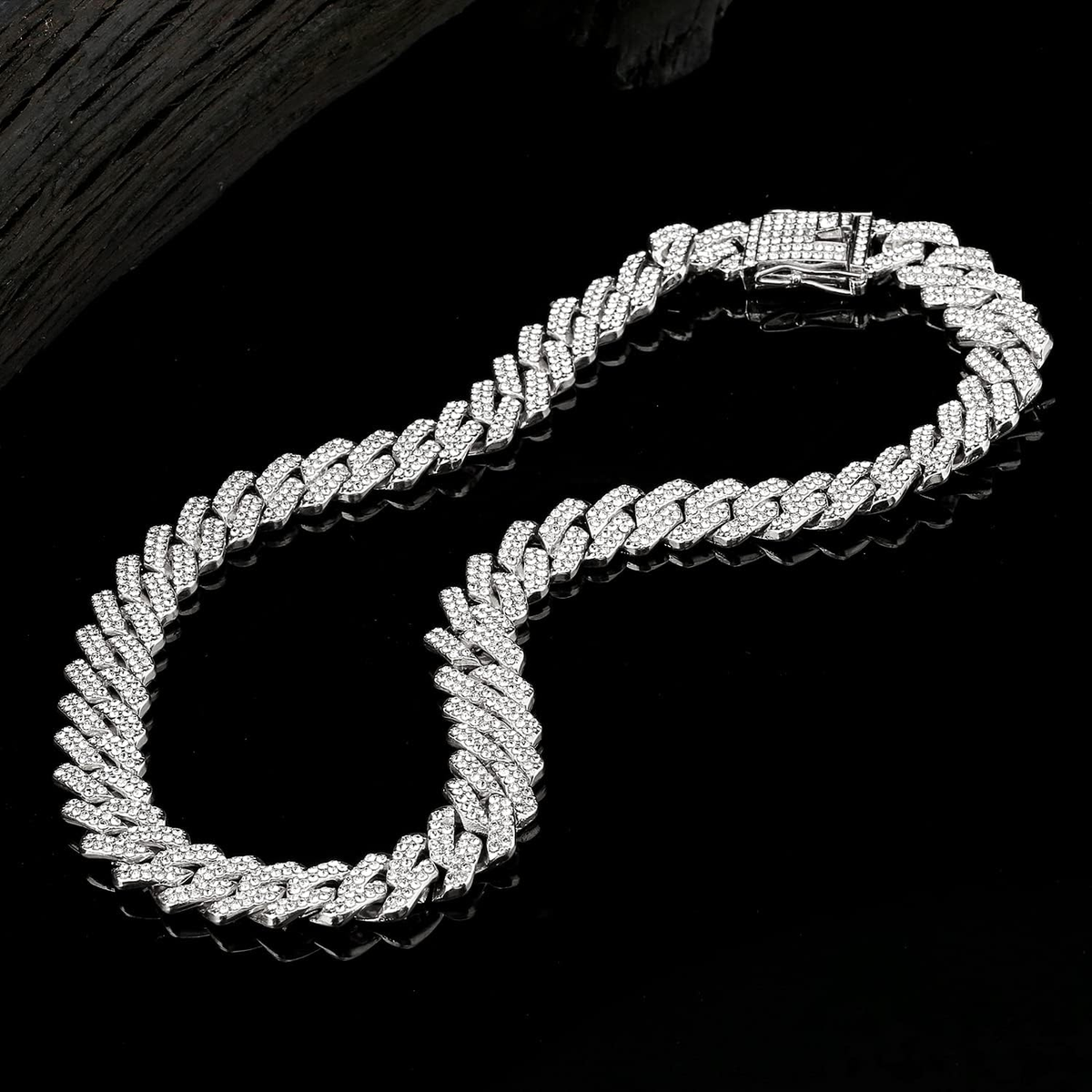 Junvirtuous Cuban Link Chain Mens Iced Out Miami Cuban Necklace