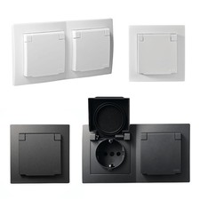 Schutzkontakt-Steckdose mit Deckel IP44 Rahmen Unterputz Dose für Feuchtraum UP