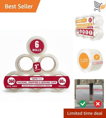 Clear Packing Tape 3 Inch Wide Heavy Duty 60 Yards 6 Rolls Strong Adhesive
