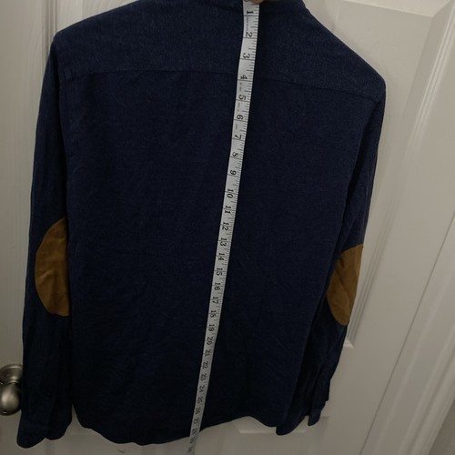 Zara Button Down Blue Shirt with Suede Style Elbow Patch Size M - Picture 6 of 6