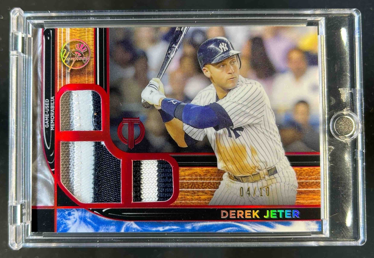 2022 Topps Tribute Derek Jeter Triple Patch Red #4/10 Yankees