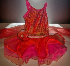 Weissman Tap Ballet Jazz Dance Costume Pink/Tangerine Size 7 NWOT