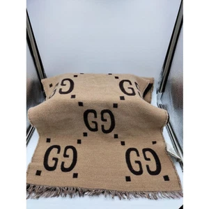 Foulard/silencieux GUCCI GG laine jacquard soie BRN 495592 4G350