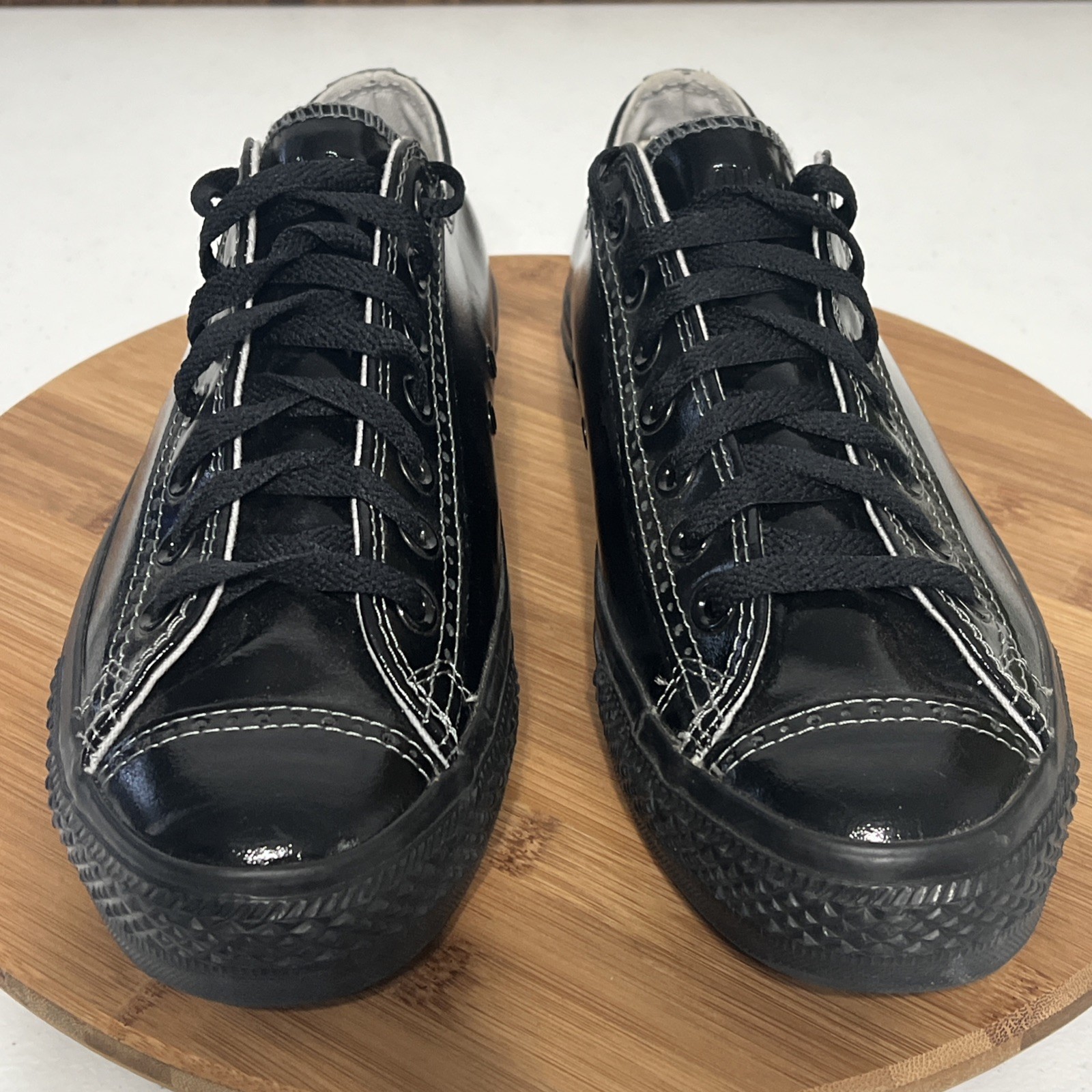 Converse All Star Chuck Taylor Tuxedo Black Patent Leather Shoes Sz M 8.5 W 10.5 thumbnail 2