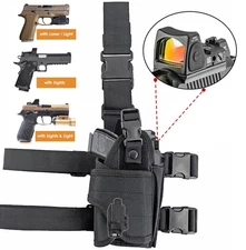 Tactical Drop Leg Thigh Holster Fits Guns with Optic / Light / Laser Adjustable