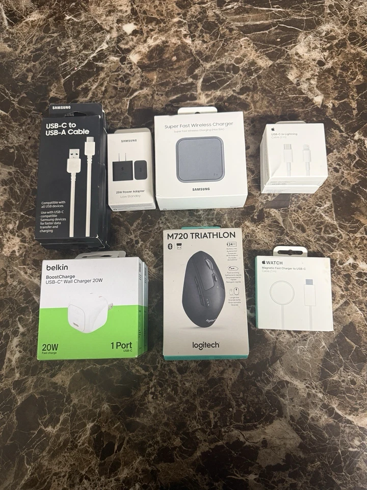 11 Item Lot, iPhone Charger Android Samsung Logitech Mouse M720 Triathon New - Image 2 of 4