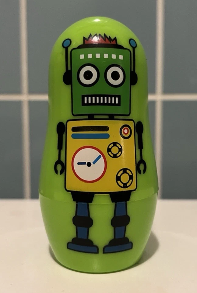 Robot Retro Muñecas Anidación Verde Juego de 6 Piezas Matrioska Pequeño 3.25" Foto 2 de 4
