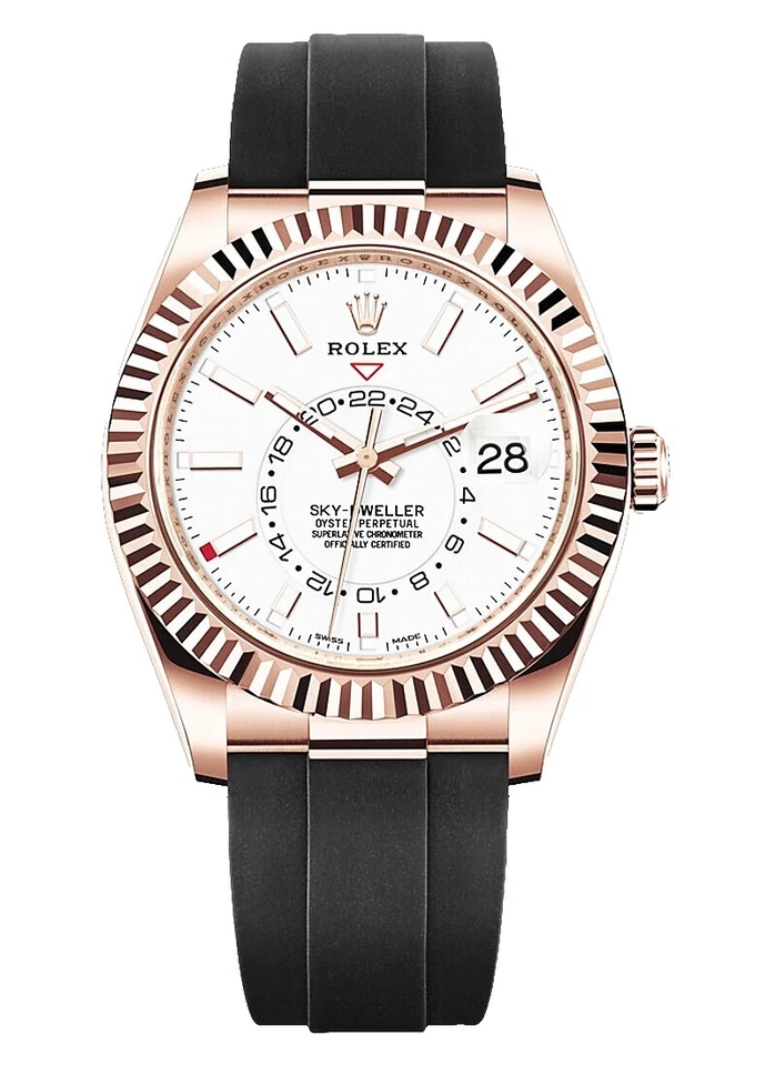 Relojes de pulsera Rolex Sky-Dweller con estuche de oro rosa
