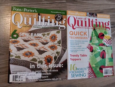 Fons & Porters Love Of Quilting  Sept/Oct '06 & July/Aug '14. Pre-owned VGood
