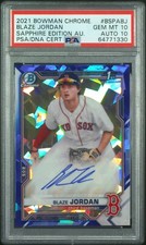 Blaze Jordan 2021 Bowman Chrome Sapphire Autograph Bowman 1st - PSA 10/10 Auto