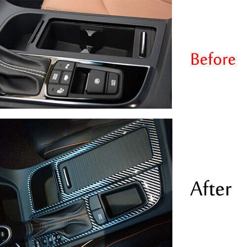 Cubierta de marco de taza de agua de cambio de marchas para Hyundai Sonata 15-19 fibra de carbono real Foto 4 de 4