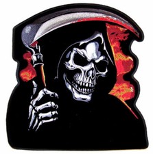 HUGE 12 inch GRIM REAPER W DEATH SCYTHE PATCH JBP52 embroidered biker patches