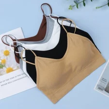 Women's Seamless Low Back Bralette Bra U Type Solid Colors Stretchy Crop Top NEW