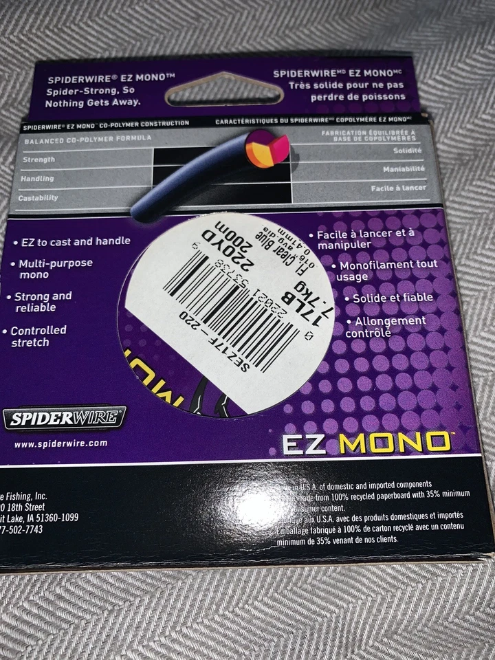 Spiderwire моно 17 фунтов тест 220 ярдов прозрачный сделано в США 🇺🇸 - Изображение 2 из 2