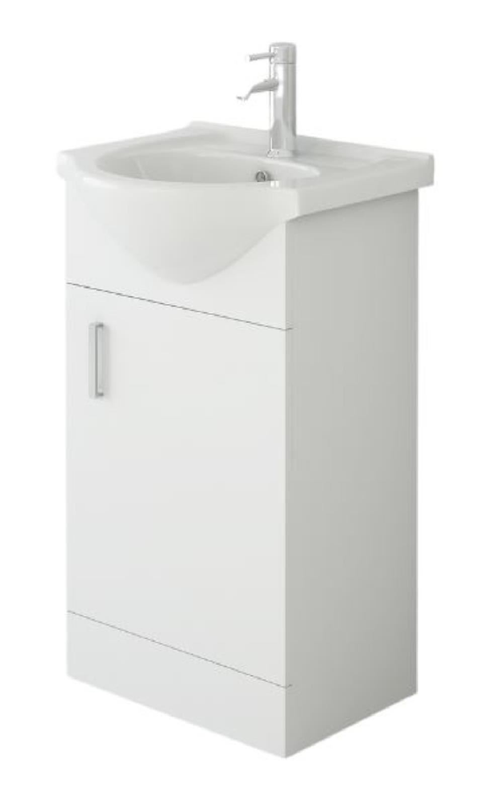 Bathroom Cabinet Vanity Unit Sink Basin Storage Furniture White Gloss 450mm