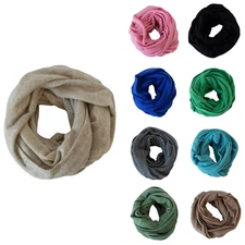 100% Cashmere Ivory White Infinity Scarf Neck Pashmina Cowl Women Wool Soft Warm