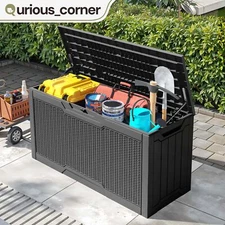 45" Outdoor Storage Box 80 Gallon Patio Cushion Deck Garden Tools Waterproof Lid