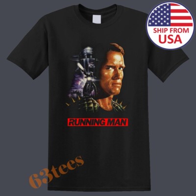 The Running Man Movie Arnold Schwarzenegger Men's Black Size S to 3XL