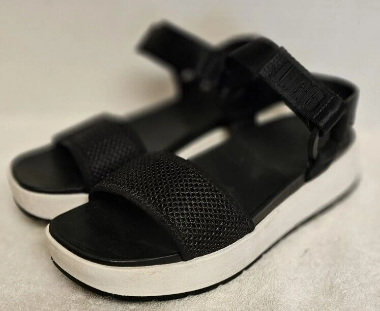 Scarpe sandali UGG Aissa nero bianco plateau rete pelle misura 7