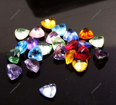 6 mm 18 Pcs Natural Mix Color Sapphire Trillion Faceted Loose Gemstone Lot