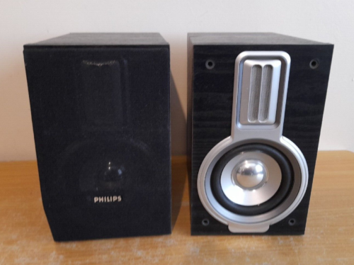 PHILIPS MCM398D Pair 2-WAY Bass Reflex Speakers 50W 6 Ohm Bookshelf Black Ash - Afbeelding 1 van 11