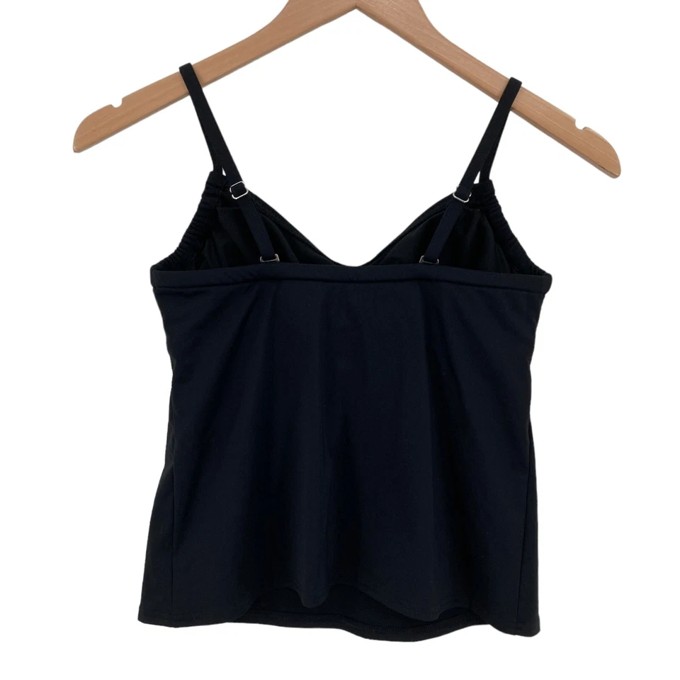Camiseta sin mangas de natación Lands' End para mujer Petite 2P negra tirantes de espagueti sujetador con aros Foto 2 de 4