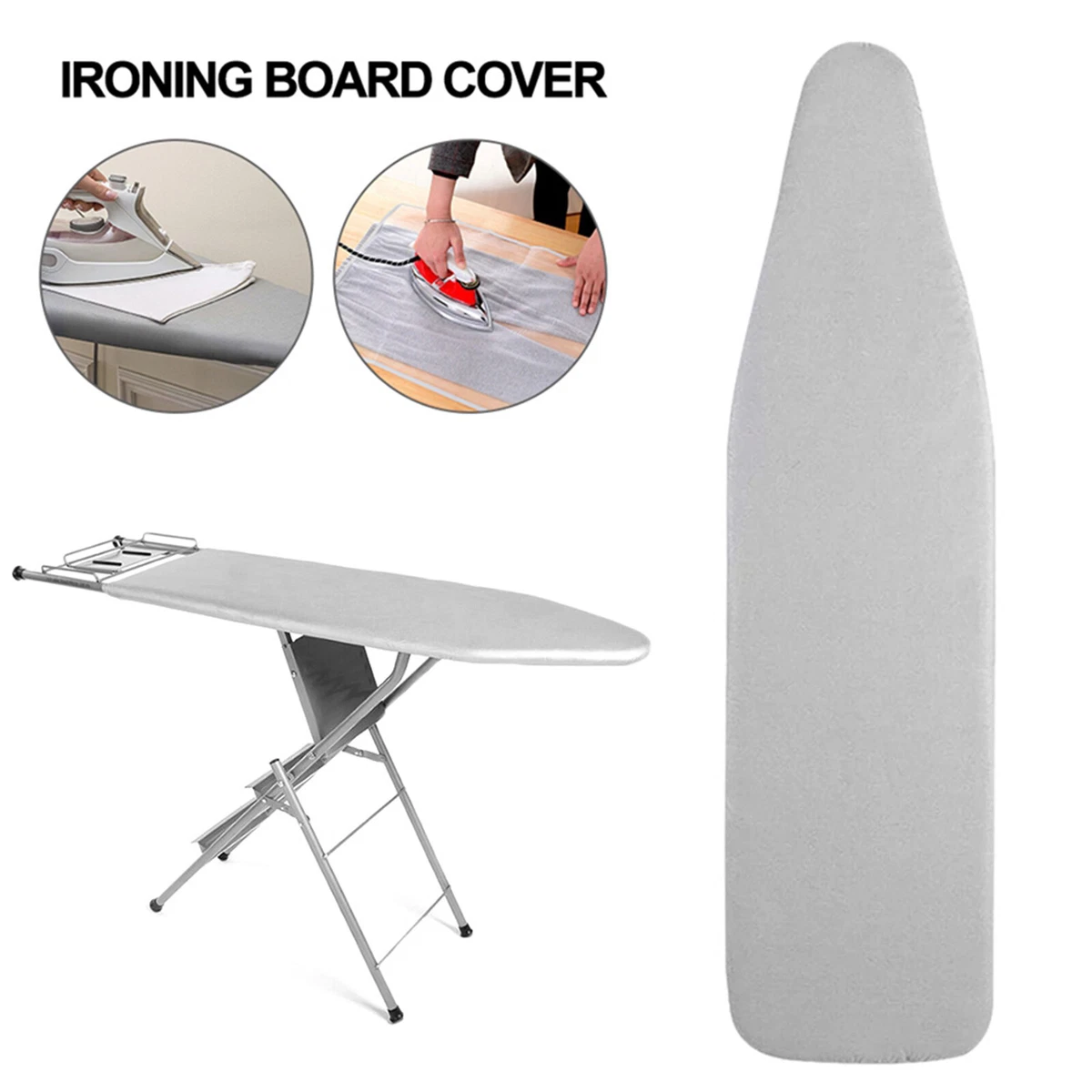 150x50cm Grey Ironing Board Cover Large Folding Lightweight Adjustable Non Slip