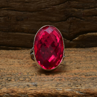 Truthfully Rubellite Gemstone 925 Sterling Silver Handmade Ring All Size