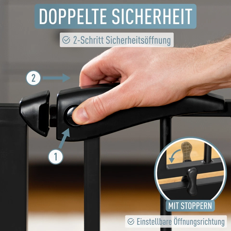 Treppengitter Türschutzgitter Absperrgitter ohne Bohren BERRIN schwarz ib style® - Bild 4 von 4