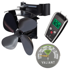 Valiant Remora Stove Fan, Green Magnetic Thermometer & Moisture Meter Bundle