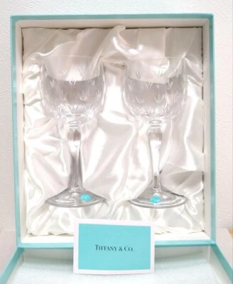 TIFFANY & CO. Tiffany & Co Wine glass pair set with box unused from Japan Free Shipping