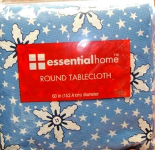 Essential Home 60" Round Vinyl Tablecloth Flannel Back~New Old K-Mart Stock  752