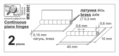 Mini World MW0001 - 1/32, 1/48, 1/72 Continuous piano hinges ( 2 pieces ) new - Picture 8 of 12