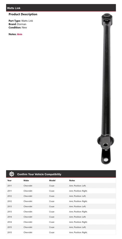 Chevrolet Cruze Dorman 2011-2015 enlace de vatios 2012 2013 2014 Foto 2 de 3