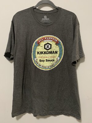 Kikkoman Soy Sauce Men XL Gray All Purpose Seasoning Chef Hipster T Shirt