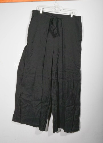 Sofia Vergara Palazzo Black Crepe Wrap Petal Hem Wide Leg Pants Sz XXL - Picture 3 of 5