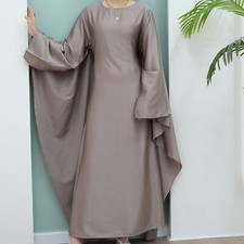 Evening Party Women Satin Long Dress Abaya Dubai Kaftan Muslim Robe Party Gown