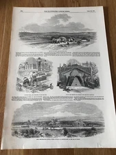 1850 illustrated london news print . the bog of allen from canal side