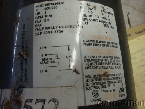 Franklin Electric, Single Phase, 1 HP, 56Z Open Frame  for Adapting to a Mill - Picture 2 of 3