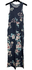 Charcoal & Green Floral Maxi Dress Size S/M