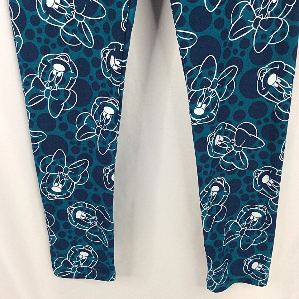 LulaRoe Women's Disney Minnie Mouse Leggings OS Teal Blue Polka Dots Print - Image 4 of 4