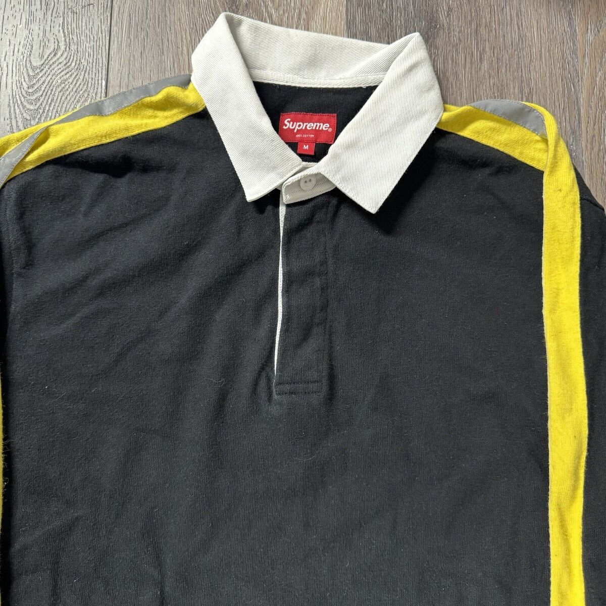 Supreme Reflective Sleeve Stripe Rugby Size Medium Long Supreme Reflective Sleeve Stripe Rugby Size Medium Long