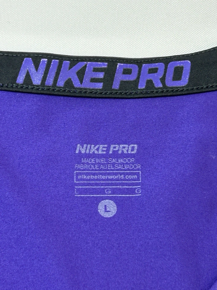 Nike Pro Dri-Fit Shirt Womens Large Purple Stretch Athletic Top Performance - Image 3 of 4